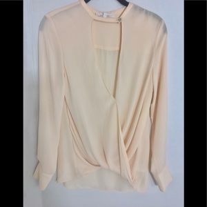 Oliveaceous blush blouse deep V small
